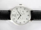 IWC Portuguese F.A. Jones IW322701 Black Stainless Steel Strap White Dial Round Watch