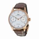 IWC Portuguese Silver Dial 18kt Rose Gold Brown Leather Strap Automatic Men's Watch 5001-13