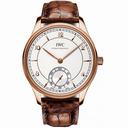 IWC Vintage Portuguese Silver Dial 18kt Rose Gold Brown Leather Men's Watch IW544503