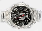 Jacob Co Five Time Zone JC - M38YGDC Black Dial White Stainless Steel Strap Round Watch