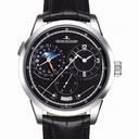 Jaeger LeCoultre Duometre A Quantieme Lunaire Black Dial 18kt White Gold Leather Men's Watch Q6043570
