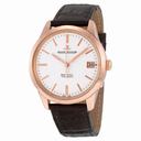 Jaeger LeCoultre Geophysic Date Automatic Silver Dial Brown Leather Men's Watch Q8012520