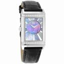 Jaeger LeCoultre Grande Reverso Silver Dial Stainless Steel Black Leather Ladies Watch Q3308421