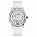 Jaeger LeCoultre Master Control Twinkling Diamond Silver Dial 18kt White Gold Diamond White Leather Ladies Watch Q1203402