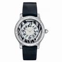 Jaeger LeCoultre Master Control Twinkling Diamonds Silver Dial 18kt White Gold Diamond Black Satin Ladies Watch Q1203491