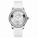 Jaeger LeCoultre Master Control Twinkling Diamonds Silver Dial 18kt White Gold White Leather Ladies Watch Q1203410