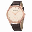 Jaeger LeCoultre Master Ultra Thin Beige Dial Black Leather Men's Watch Q1272510