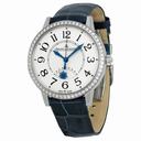 Jaeger LeCoultre Rendez-Vous Silver Dial Diamond Bezel Blue Leather Ladies Watch Q3448420