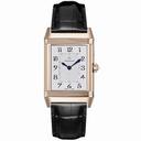 Jaeger LeCoultre Reverso Duetto Duo Silver Dial 18kt Rose Gold Black Leather Men's Watch Q2692424