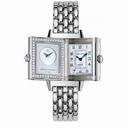 Jaeger LeCoultre Reverso Duetto Silver Dial 18kt White Gold Diamond Ladies Watch Q2663103