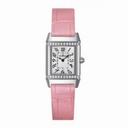 Jaeger LeCoultre Reverso Florale Silver Dial Stainless Steel Diamond Pink Alligator Leather Ladies Watch Q2658430