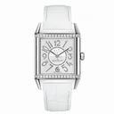 Jaeger LeCoultre Reverso Lady Squadra Silver Dial Stainless Steel White Leather Ladies Watch Q7058420