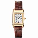 Jaeger LeCoultre Reverso Silver Dial 18kt Gold Brown Leather Diamond Ladies Watch Q2641440