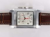 Jaeger-Lecoultre Reverso Squadra Chronograph GMT 7018620 Brown Crocodile Leather Strap Mens Watch
