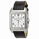 Jaeger LeCoultre Reverso Squadra Chronograph Silver Dial Black Leather Men's Watch Q7018420