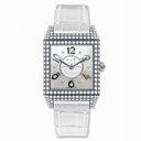 Jaeger LeCoultre Reverso Squadra Lady Duetto Silver Dial 18kt White Gold White Leather Ladies Watch Q7053402