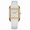 Jaeger LeCoultre Reverso Squadra Silver Dial 18kt Yellow Gold White Leather Ladies Watch Q7031420