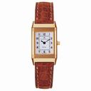 Jaeger LeCoultre Reverso White Dial 18kt Gold Leather Ladies Watch Q2611410