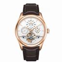 Jaeger LeCoultre Silver Dial 18kt Pink Gold Brown Leather Automatic Men's Watch Q500242A