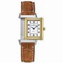 Jaeger LeCoultre White Dial Steel and 18kt Yellow Gold Leather Ladies Watch Q2605410