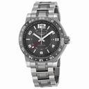 Longines Admiral GMT Grey Dial Steel and Ceramic Men's Watch L3.669.4.06.7