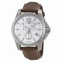Longines Conquest Chronograph Silver Dial Brown Leather Men's Watch L36604765