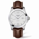 Longines Conquest White Dial Brown Leather Strap Men's Watch L3.659.4.76.5