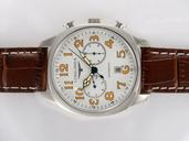 Longines Master Collection L2.629.4.78.3 Round Brown Crocodile Leather Strap Midsize Watch