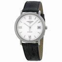 Longines Presence White Dial Black Leather Unisex Watch Men's Watch L4.874.4.52.2