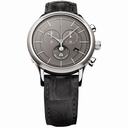Maurice Lacroix Les Classiques Chronograph Phase de Lune Grey Dial Black Leather Strap Men's Quartz Watch LC1148-SS001-830