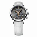 Maurice Lacroix Les Classiques Phases De Lune Chronographe Grey Dial White Leather Strap Stainless Steel Case Ladies Quartz Watch LC1087-SS001-821