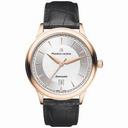 Maurice Lacroix Les Classiques Silver Dial Balck Leather 18kt Rose Gold Case Automatic Men's Watch LC6008-PG101-130