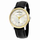 Maurice Lacroix Les Classiques Silver Dial Black Leather Strap Gold Plated Stainless Steel Men's Quartz Watch LC1227-PVY11-130