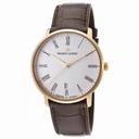 Maurice Lacroix Les Classiques Silver Dial Brown Alligator Leather Men's Automatic Watch LC6007-PG101-110