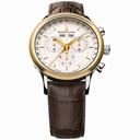 Maurice Lacroix Les Classiques Silver Dial Brown Leather Stainless Steel and Plated Yellow Gold Ladies Quartz Watch LC1008-PVY11-130