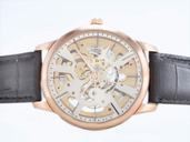 Maurice Lacroix Masterpiece Skeleton Mp7138-pg101-030 Round Black Ostrich Leather Strap Watch