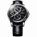 Maurice Lacroix Pontos Chronograph Black Dial Black Leather Automatic Men's Watch PT6188-SS001-330