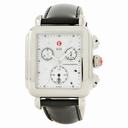 Michele Deco Chronograph Black Leather Ladies Watch MWW06A000125