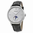 Montblanc Meisterstuck Heritage Moonstruck Silver Dial Black Leather Men's Watch 110699