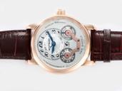 Montblanc Nicolas Rieussec Chronograph 102337 White Dial Round Coffee Crocodile Leather Strap Watch