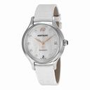 MontBlanc Princesse Grace de Monaco White Mother of Pearl Diamonds Dial White Leather Ladies Watch 109274