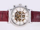 Montblanc Skeleton Chronograph M29430 Red Crocodile Leather Strap Womens Round Watch