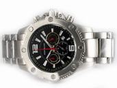 Montblanc Sport Chronograph 07255 White Stainless Steel Strap Black Dial 44mm Watch