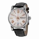 Montblanc Star 4810 Automatic Silver Guilloche Dial Black Leather Men's Watch 105858