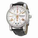 Montblanc Star Silver Dial Chronograph Black Leather Automatic Men's Watch 105856