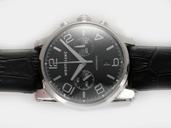 Montblanc Timewalker 9668 Round Mens Black Cow Leather Strap Watch