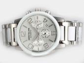 Montblanc Timewalker Chronograph 09669 White Stainless Steel Strap Round White Dial Watch