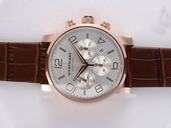 Montblanc Timewalker Chronograph 09671 White Dial Round Brown Crocodile Leather Strap Watch