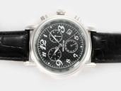 Montblanc Timewalker Chronograph 7039 38mm Black Ostrich Leather Strap Midsize Watch