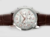 Montblanc Timewalker Chronograph M29430 White Dial Brown Cow Leather Strap Round Watch